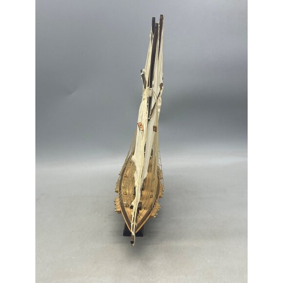 sail ship wood figurine display boat collectable 14x13" brown white latter's REA - Picture 13 of 16